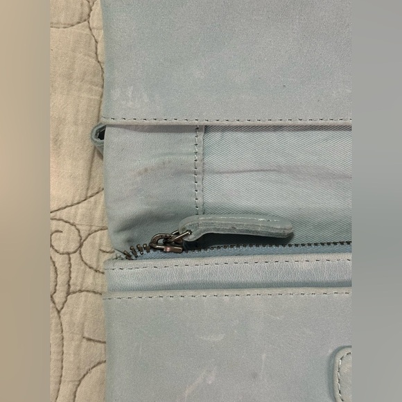 NEW Free People Traveler Wallet Leather Shoulder Crossbody Clutch Swan Lake Blue - Picture 5 of 15